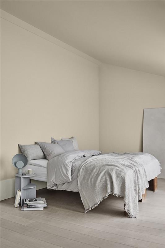 kakšne barve za spalnico, krajinsko urejanje pod pobočjem, primer spalnice z belimi barvami sten
