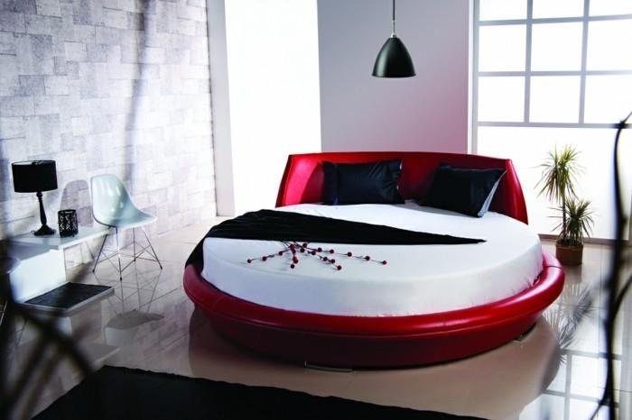 velikost spalnice za odrasle-original-rdeča-usnjena-postelja-minimalistično-spremenjena velikost vzdušja
