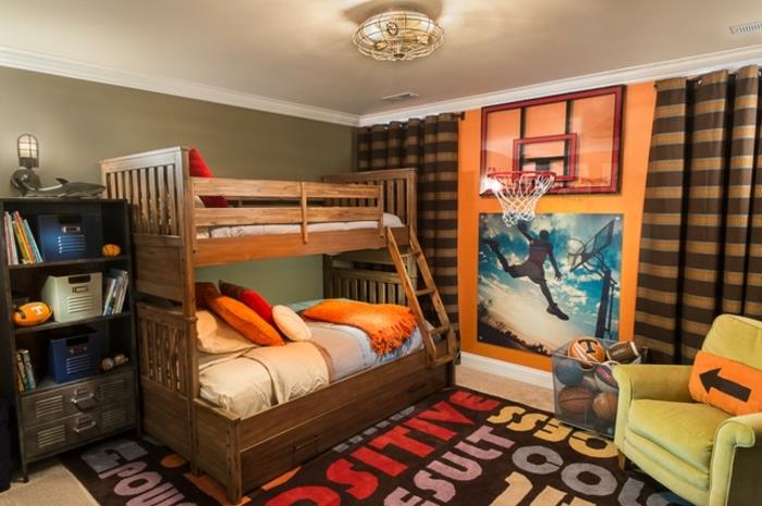 najboljša najstniška spalnica, preproga s skriptami, podstrešna postelja, zeleni naslanjač