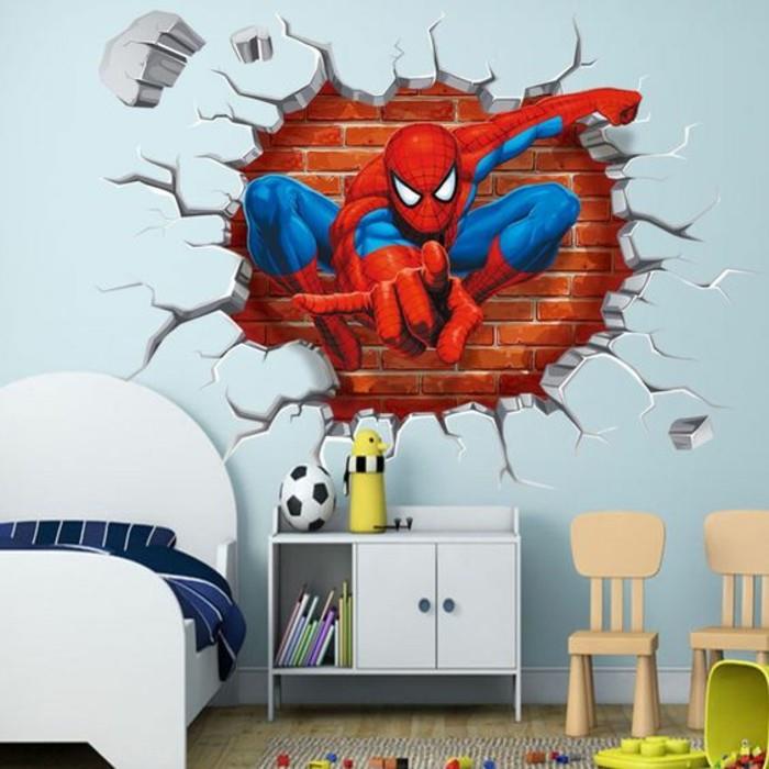otroška soba-ozadje-3d-učinek-trompe-l'oeil-super-junak-