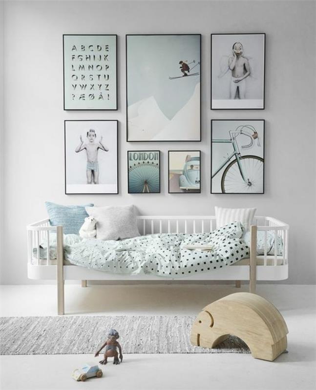 Skandinaviškas-deko-vaikų kambarys-sienų apdaila-pramogauti-vaikui-žaislas-medinis dizainas-paprastas