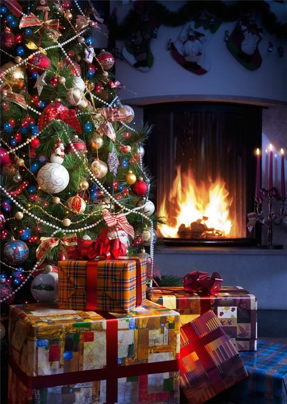 Kalėdų puošmena-šviesa-girlianda-šviesa-girlianda-boul-cheminee