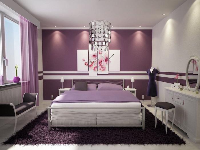 erik rengi yatak odası modeli, mor kadın yatak odası, mor yatak odası dekorasyonu