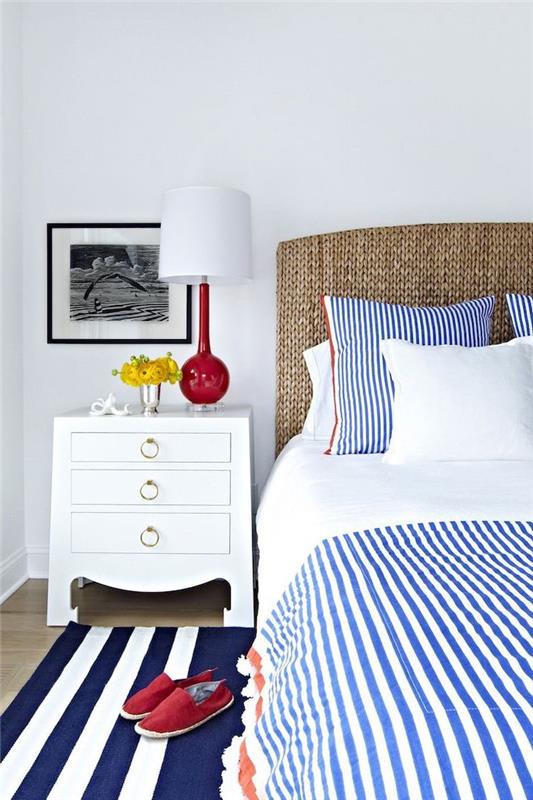 Yatak odanızı nasıl dekore edeceğinize dair harika bir fikir çağdaş minimalist yatak odası mavi ve beyaz lacivert dekor