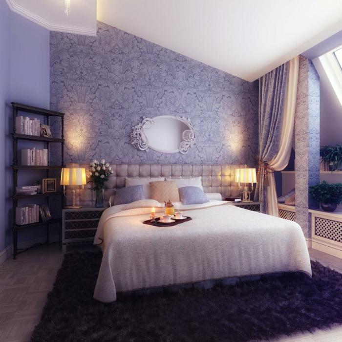 vijolična-spalnica-lepa-spalnica v tradicionalnem slogu