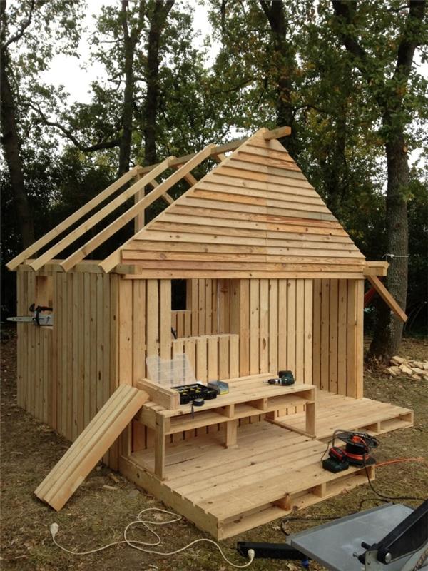 kako narediti samostojno leseno lopo, primer načrta gradnje lesene hiše za vrt