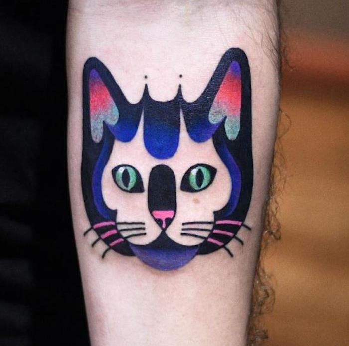 mačka glava tetovaža model tetovaža živalske barve obraz