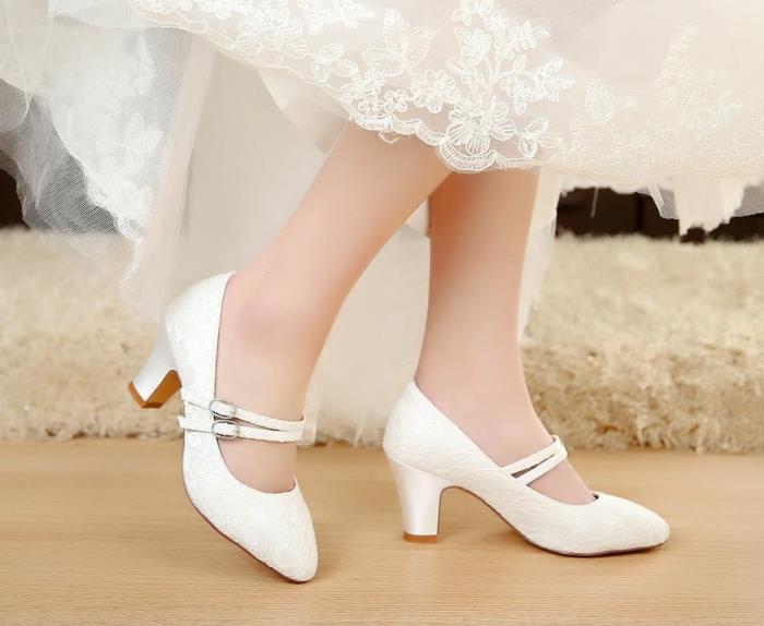 beyaz dantel düğün ayakkabısı, beyaz düz orta topuk, kadın düğün ayakkabısı, gelin ayakkabısı, balo salonu dans ayakkabıları stili