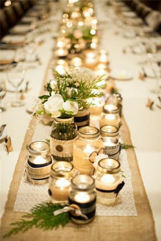 vestuvių stalo bėgikas-idėja-vestuvių staltiesė-balta-smėlio-stalo-centrinė detalė