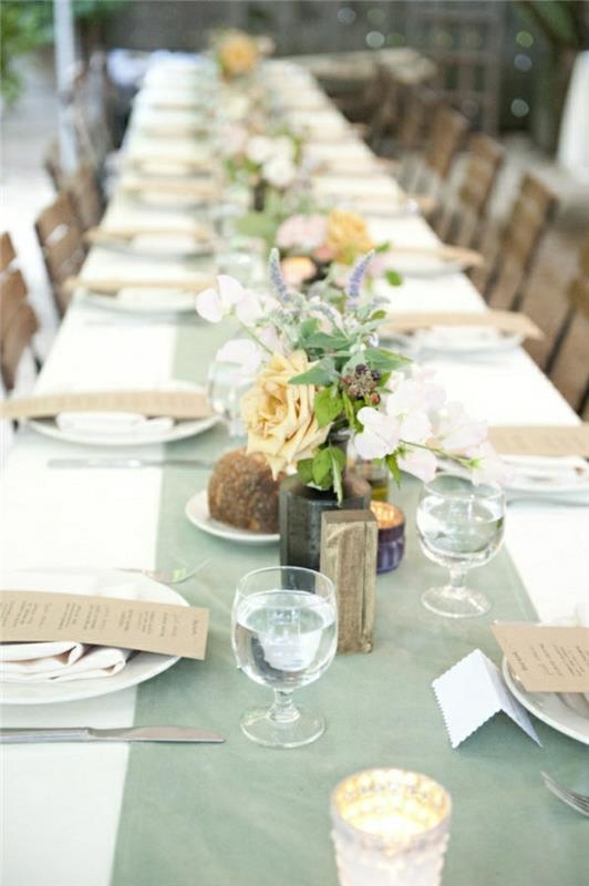 stalo bėgikas-popierius-neįprasta-idėja-puošmena-modernus-stalo-gėlės-ant stalo