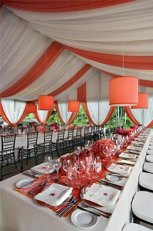 stalas-bėgikas-raudonas-stalo-komplektas-vestuvių staltiesė-balta-liustra-raudona-staltiesė-balta