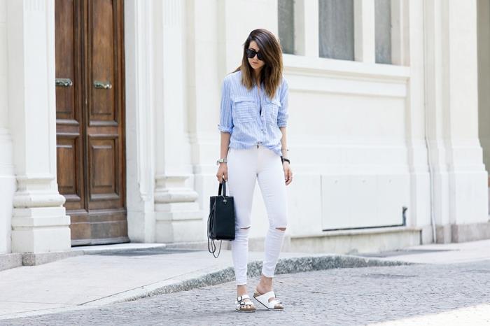 Bele lanene hlače v slogu za ženske tanke bele kavbojke