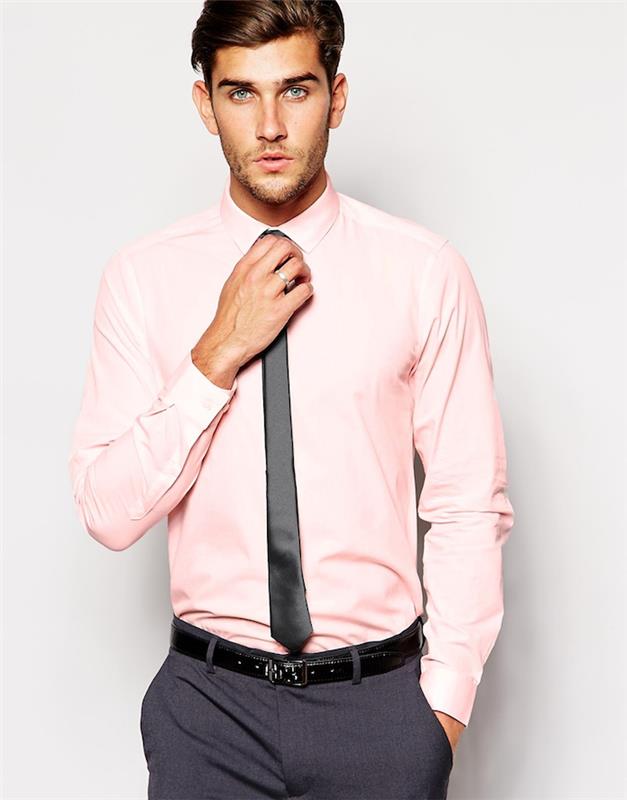 svetlo roza moška srajca luksuzne blagovne znamke z obleko