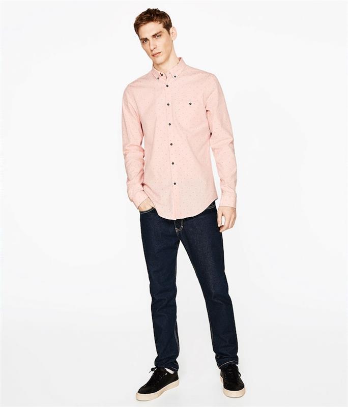 zara majica bledo rožnate moške pikčaste majice hipster prodaja