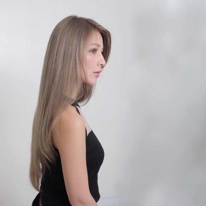 spremenite barvo las s pepelno blond odtenkom, golo ličenje za rjave oči