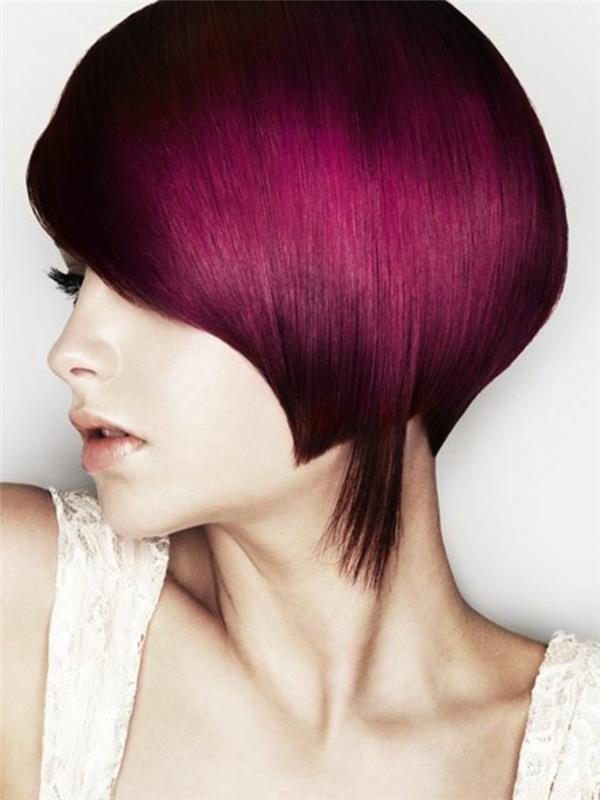 vyšnių raudoni plaukai-elegantiška-šukuosena-trumpas kirpimas