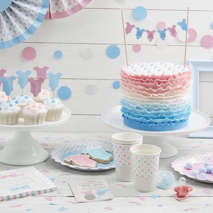 Bebek pastası kaban mavi ve pembe bebek duş pastası kaban