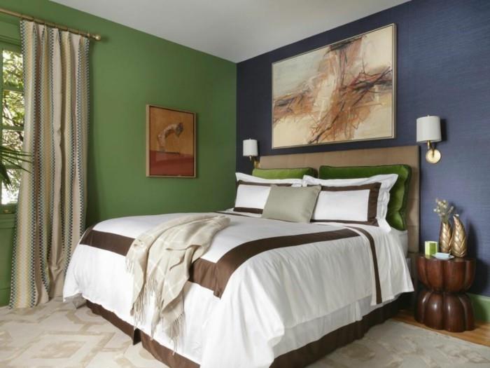 pelėda mėlynai ir žaliai-idėja-gražios spalvos-miegamojo sienų apdailai