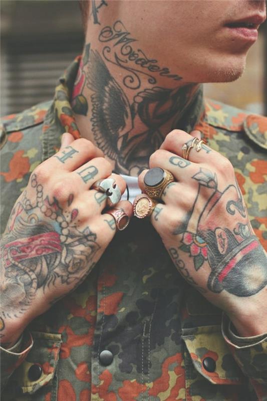 Pomen tetovaže stare šole moški tattoo pin up rockabilly neck tattoo '