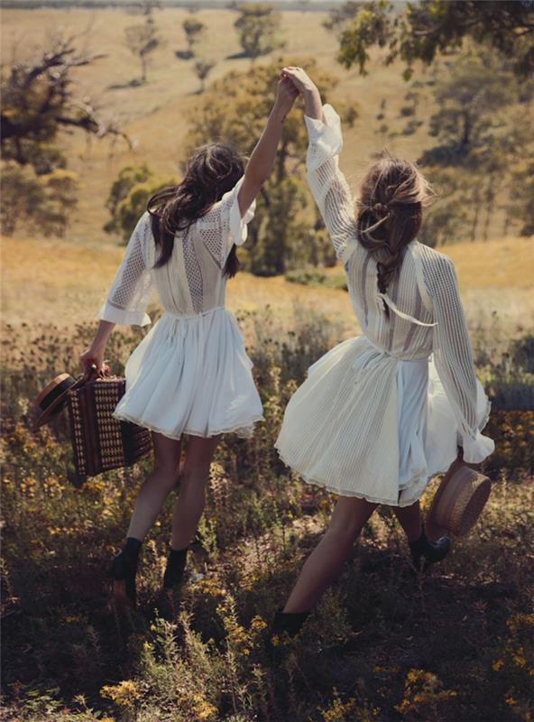 Bohemian chic style bela kratka boemska obleka nosi belo obleko trend 2018 ideja oblačil vintage kratka boemska obleka