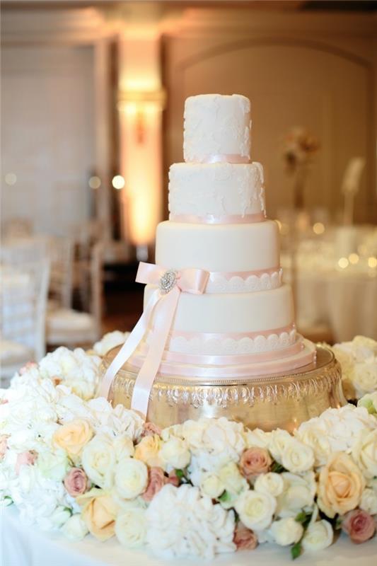 Kaip papuošti klasikinį vestuvių tortą rožinėmis griuvėsiais, gražiausias vestuvių tortas pasaulyje, romantiškas tortas