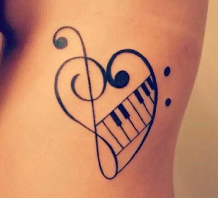 muzikos nata tatuiruotė širdis f fortepijonas
