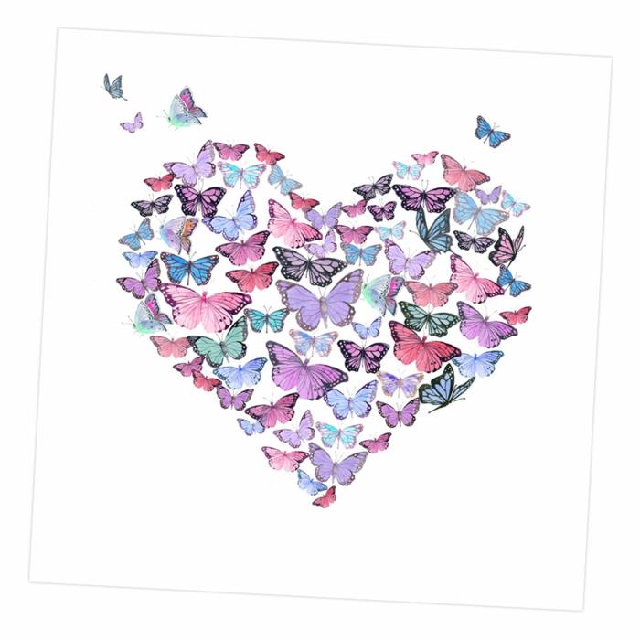 Įvairių spalvų drugelių širdis, kaip padaryti drugelio piešimo spalvą, lengva piešti