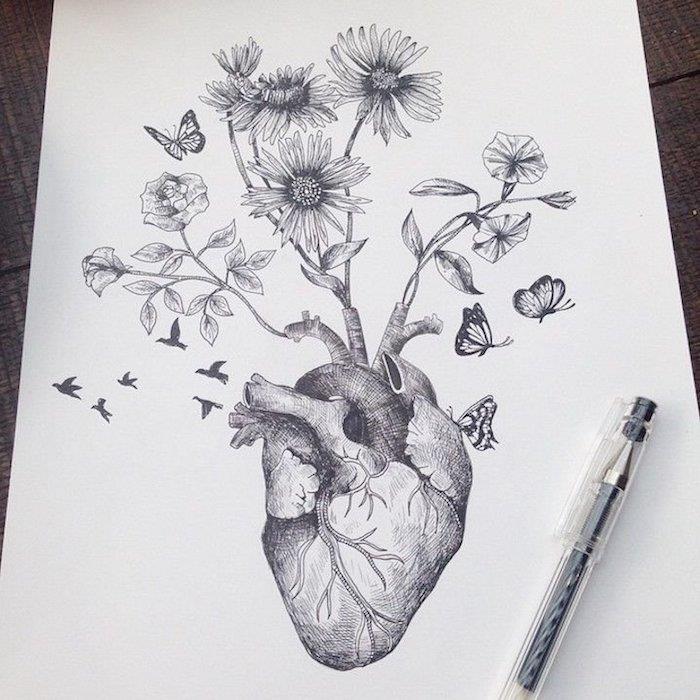 Srce in rože, profesionalno risanje korak za korakom, risanje kot umetnik