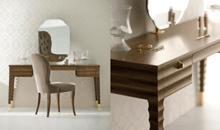 tualetinis staliukas su veidrodžiu-tualetinis stalas-musės baldai moderniame ir elegantiškame miegamajame