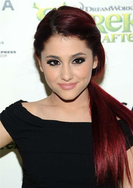 Bordo kızıl saç boyası saç ne Ariana Grande saç modeli