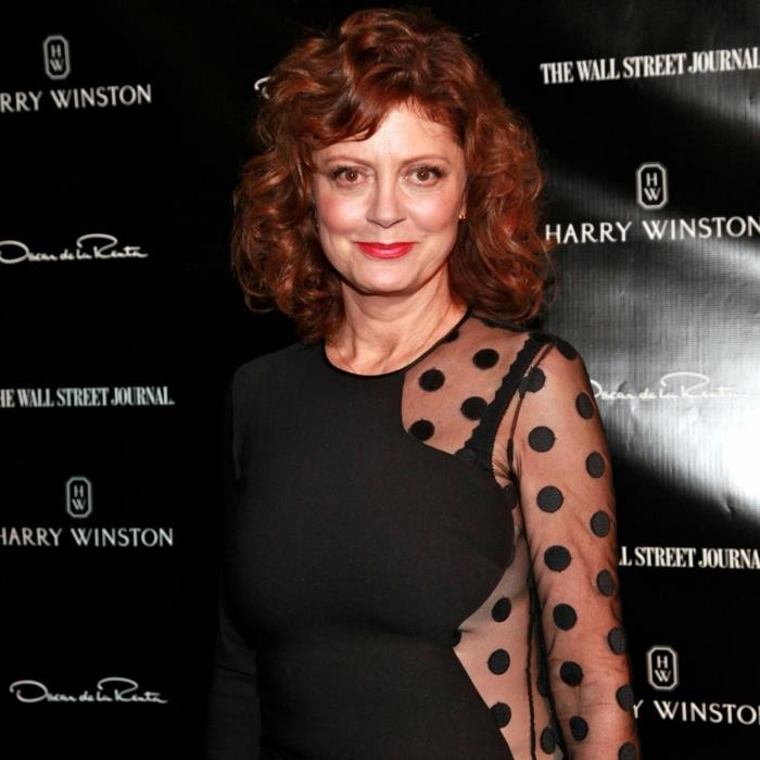 vidutinio ilgio moters šukuosena, stilinga moteris bet kokio amžiaus, Susan Sarandon