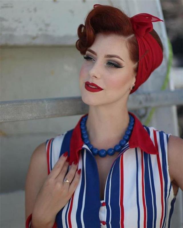 pin-up-saç modeli-pin-up-saç modeli-tatlı-vintage-tarzı