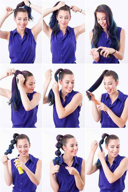 Görünümünüze özgün bir dokunuş katmak için baloncuklu atkuyruklu basit ve hızlı saç modeli