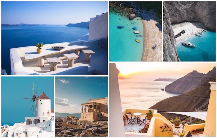 Santorini in Mykonos, grška otoška država za obisk leta 2020, veličasten pogled na morje in gore
