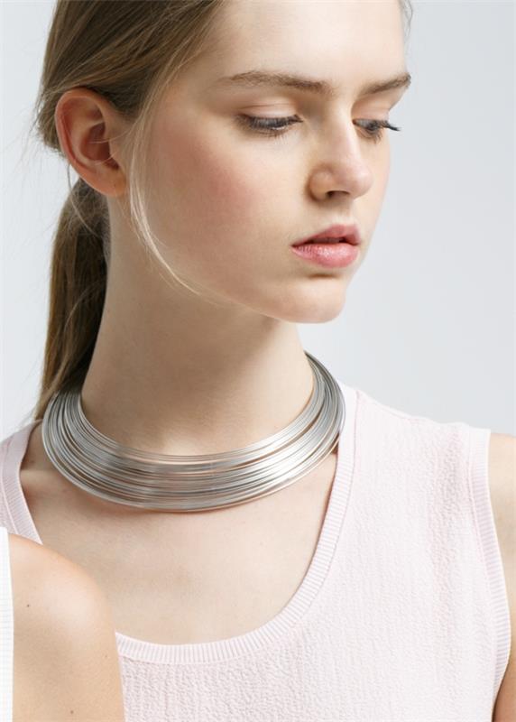 ogrlica z več navori-srebrna