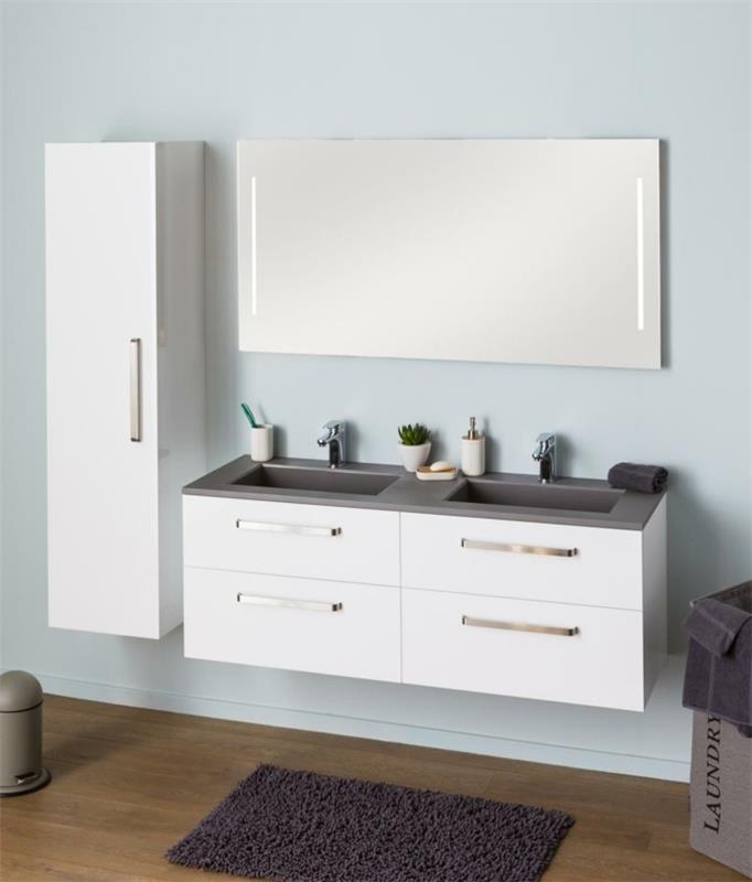 ikea-kopalnica-stolpec-temno-leseno-parket-stensko pohištvo-v-lesu-stensko ogledalo
