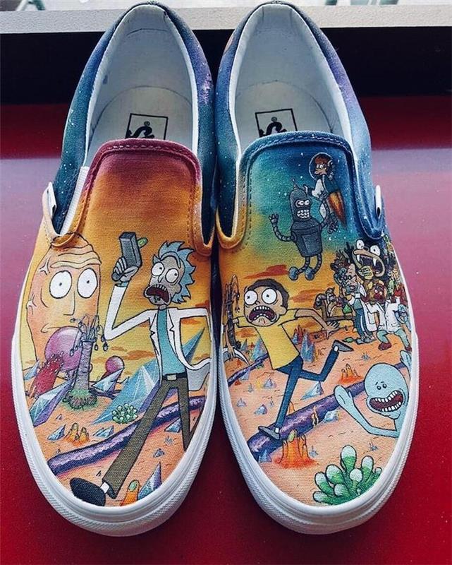 Kombiji Rick in Morty so prilagodili različne slike in like, prilagodljiv čevelj, vadnico za prilagoditev vaših superg