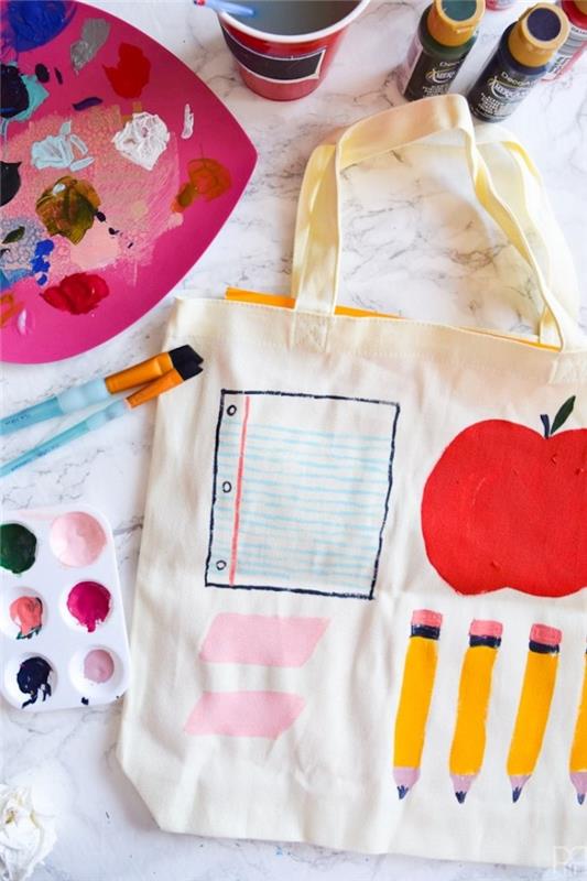 Okula dönüş çantası, güzel çizim akrilik boya öğretici tote çanta, bu yılın yaz modası plaj çantası