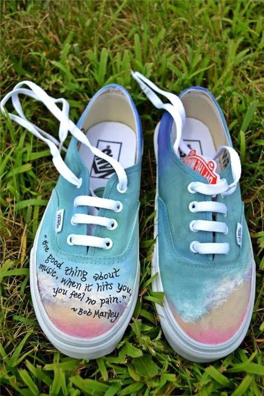 Vans osebni citat in risba morja in peska naokoli, prilagodljiv čevelj, vadnica za prilagoditev vaših superg Vans