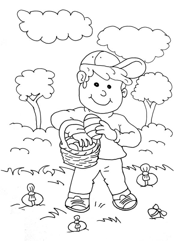 paprastas Velykų piešimas, lengva spalvinimo idėja vaikui, žaismingas Velykų tematikos iliustracijos šablonas