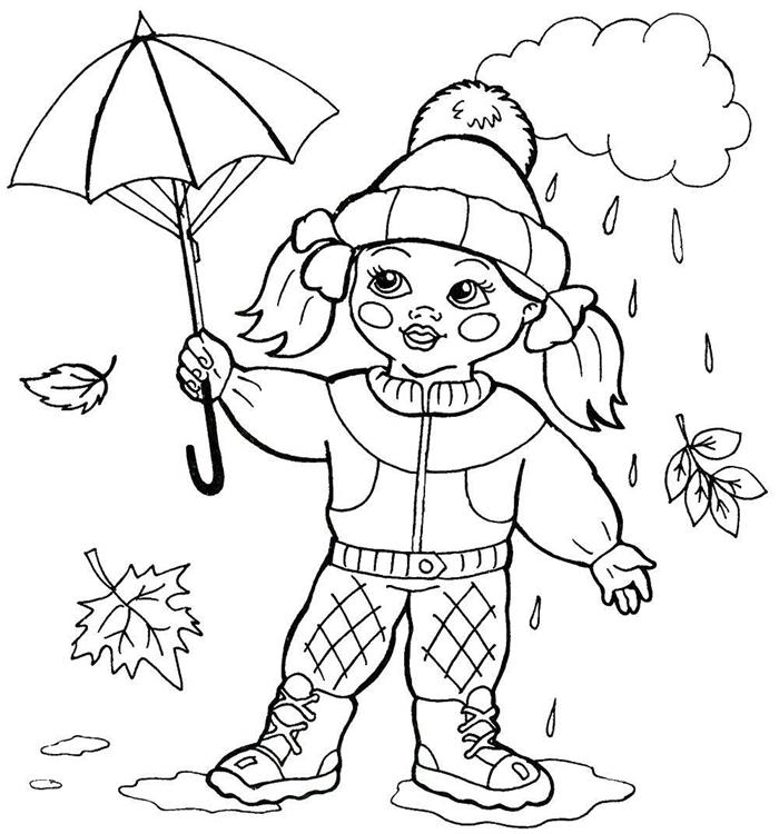 mergina dažanti gamta rudens sezonas lietus debesis skėtis krintantys lapai mažos mergaitės batai pompominė skrybėlė