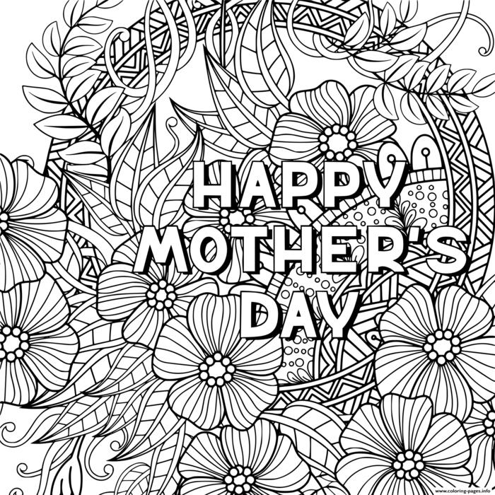 Spalvinimo puslapis Motinos dienai, kuriame sakoma „Laimingos mamos diena“, „Mamos dienos“ spalvinimo puslapis, „pasidaryk pats“ darželio mamos dienos atviruko idėja