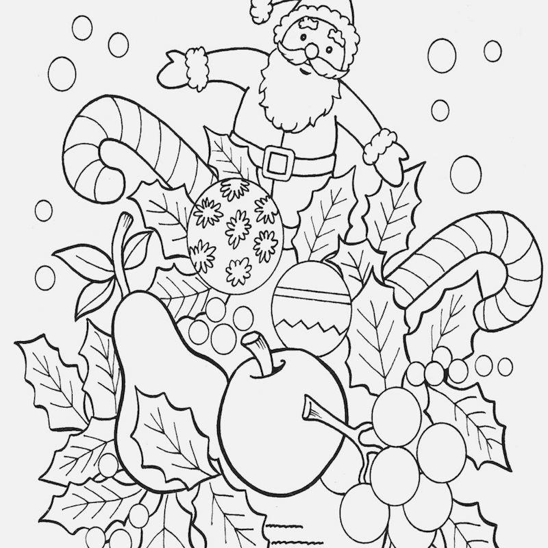 Kalėdų simbolių piešimas su Kalėdų Seneliu ir skanėstais bei saldainiais ir maistu dažymui šventėms