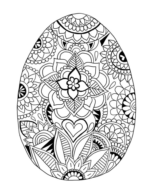 Paskalya yumurtası boyama, sanat terapisi çizim mandala desenli dev Paskalya yumurtası çiçeklerle süslenmiş mandala