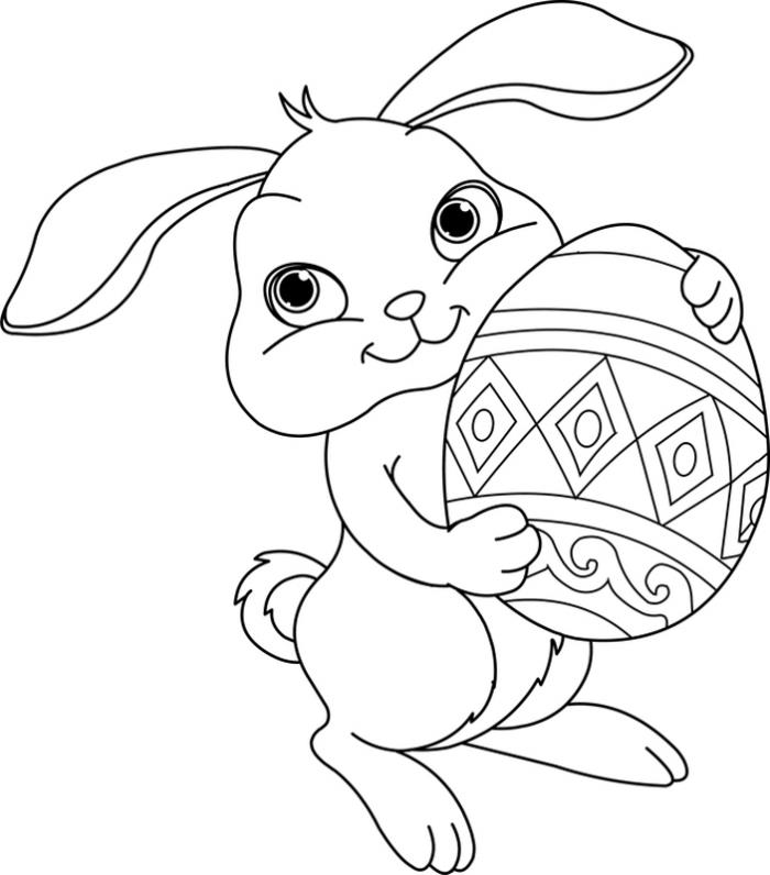 lengvas dažymas mažiesiems Velykų tema, paprasta ir juokinga piešimo idėja su mažu zuikiu ir Velykų kiaušiniu