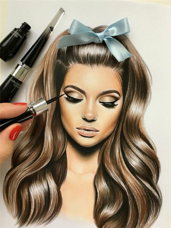 Disegni tumblr palengvina kopijavimą, donna con capelli ricci, akių kontūro pieštuką