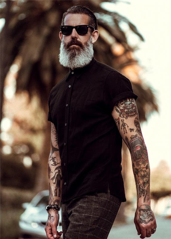 intervju dolga brada beli moški hipsterska stena