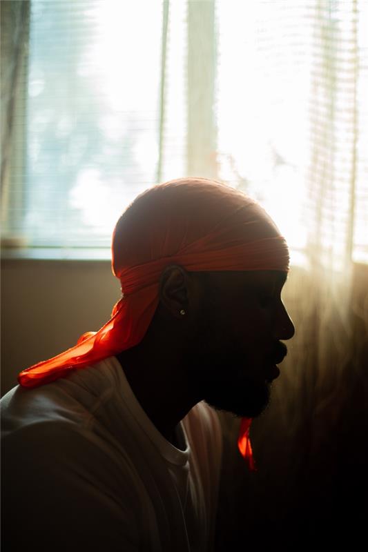 kako si oblikovati lase moški dodatek moda durag glava oranžna barva moški piercing