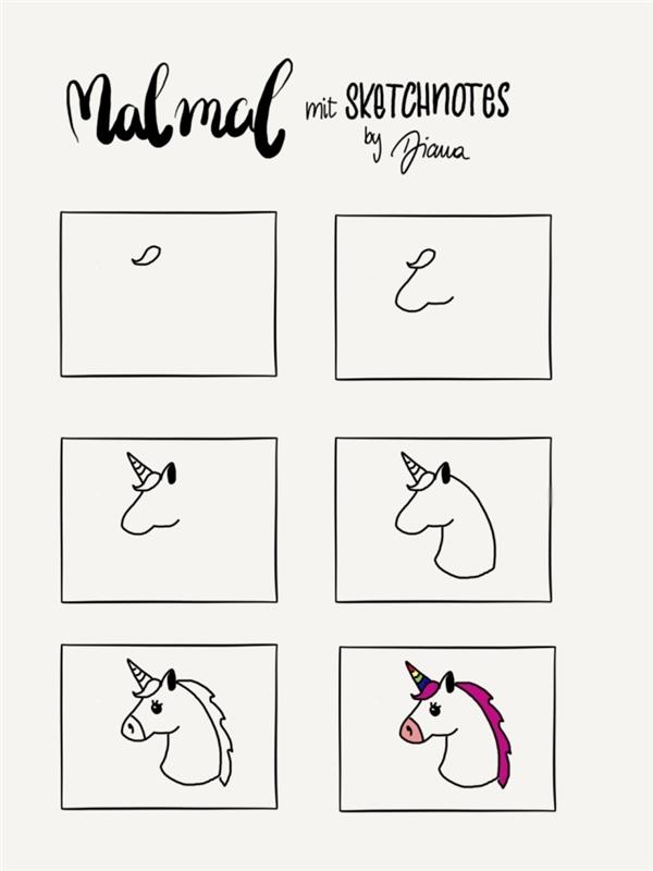 basit bir saçak şeklinden başlayarak kolayca tek boynuzlu at nasıl çizilir, kolay çizim dersi