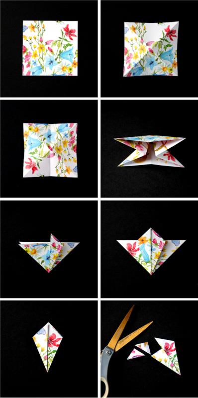 renkli desenlerle değerli taşlar gibi origami Noel süsleri nasıl yapılır